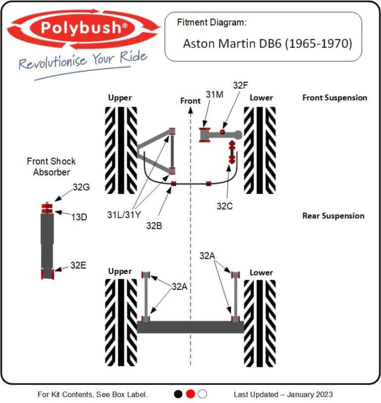 Aston Martin DB6 (1965–1970) suspension bush diagram