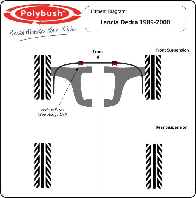 Lancia Dedra 835 (1989-2000) suspension bush diagram