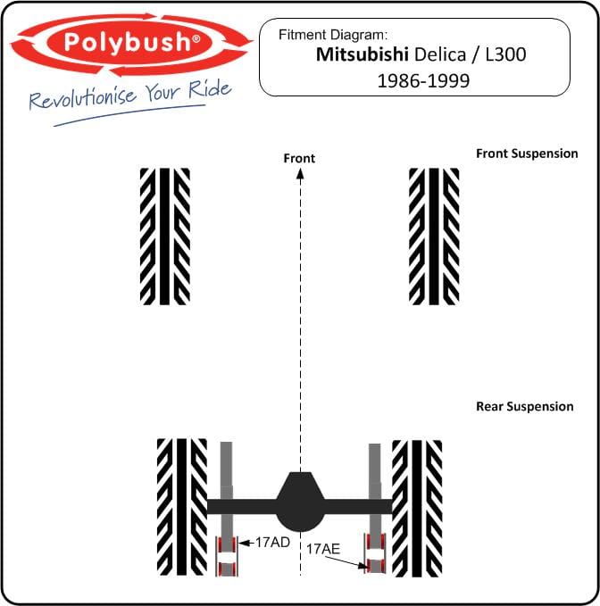 Mitsubishi Delica & L300 (1986-1999) suspension bush diagram