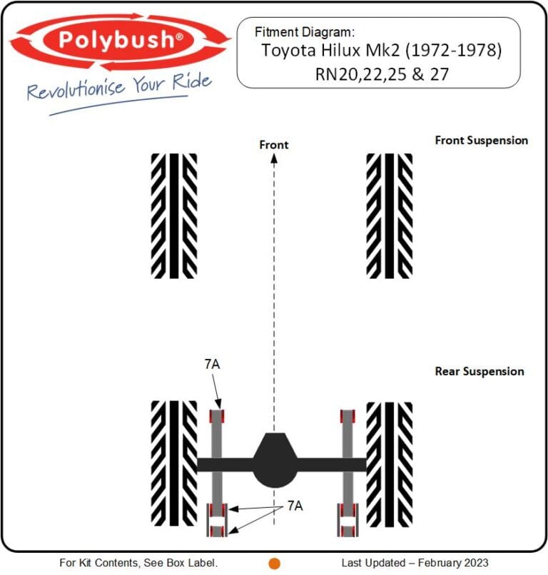 Hilux MK2 (1972-1978) RN20,22,25&27 suspension bush diagram