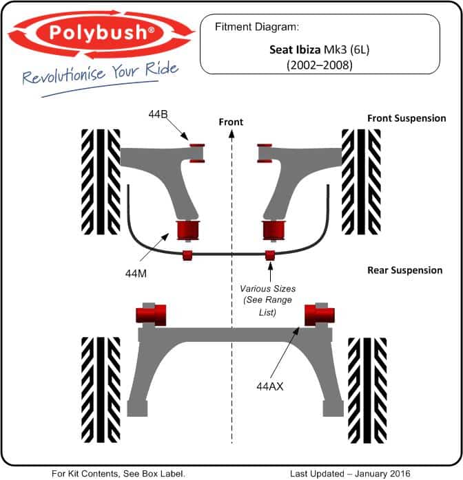 Seat Ibiza Mk 3 (2002-2008) 6L suspension bush diagram