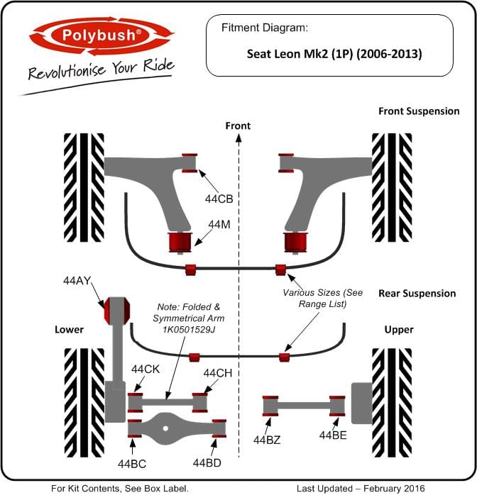 Seat Leon Mk 2 (2006-2013) 1P suspension bush diagram