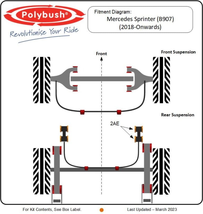 Mercedes Sprinter (B907) (2018-On) suspension bush diagram