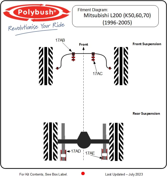 Mitsubishi L200 (K50,K60,K70) (1996-2005) suspension bush diagram