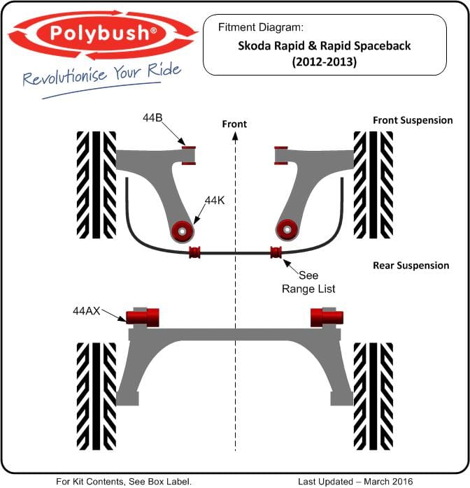 Skoda Rapid Spaceback (2012–2013) suspension bush diagram
