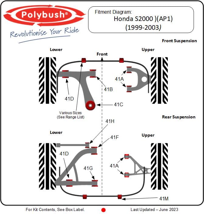 Honda S2000 (AP1) (1999-2003) suspension bush diagram