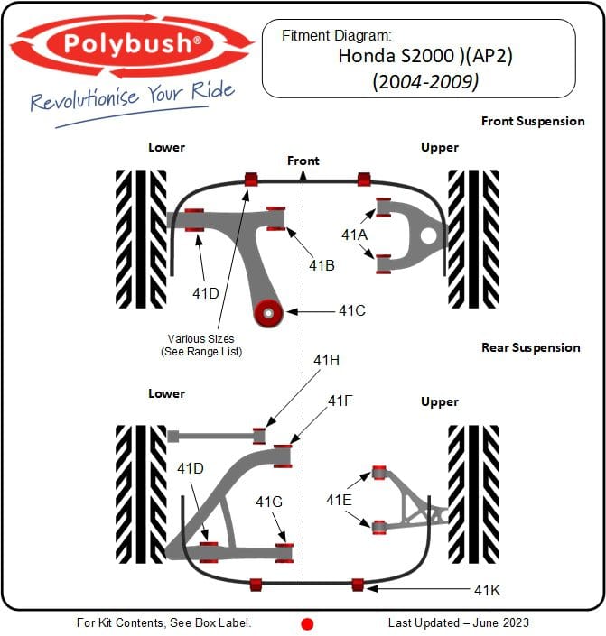 Honda S2000 AP2 (2004‑2009) suspension bush diagram