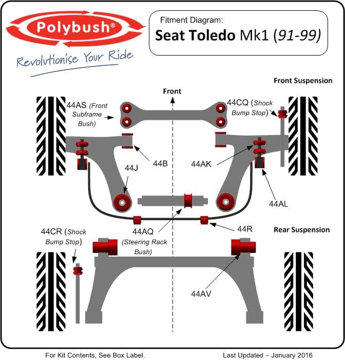 Seat Toledo Mk 1 (1991-1999) 1L2 suspension bush diagram