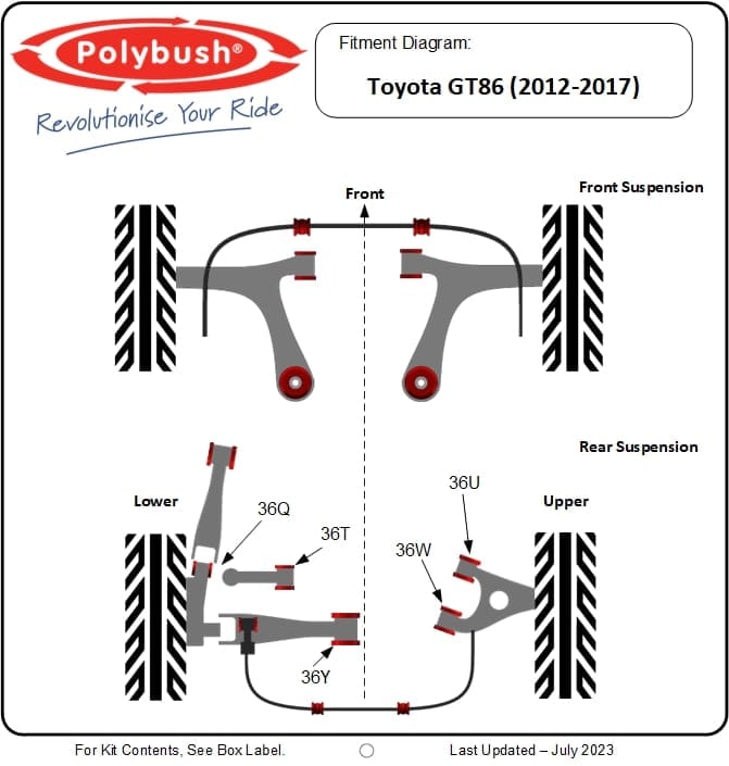GT86 (2012-2021) suspension bush diagram