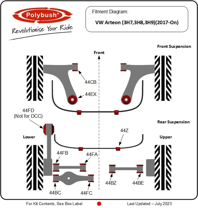 VW Arteon (3H7,3H8,3H9) (2017-On) suspension bush diagram