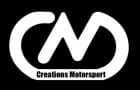Logo of Creations Motorsport featuring stylised white letters "cm" inside a white circle, with the full name "Creations Motorsport" in white below, all on a black background.