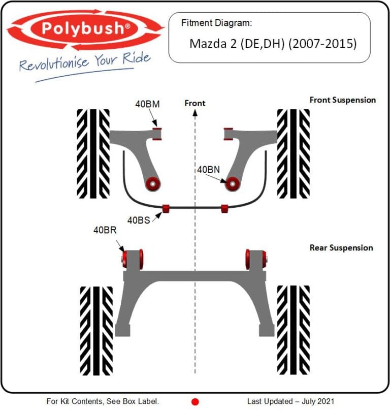 Mazda 2 (DE,DH) (2007-2015) suspension bush diagram