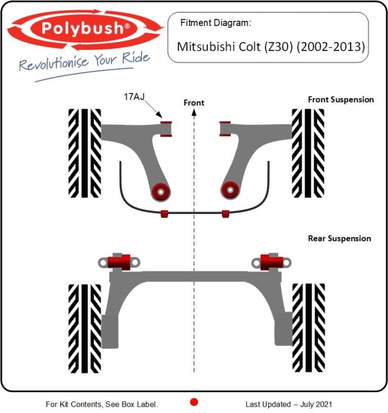 Mitsubishi Colt (Z30) (2002-2013) suspension bush diagram