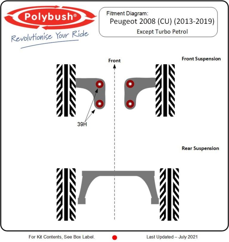 Peugeot 2008 (CU) (2013-2019) Excluding Turbo Petrol suspension bush diagram
