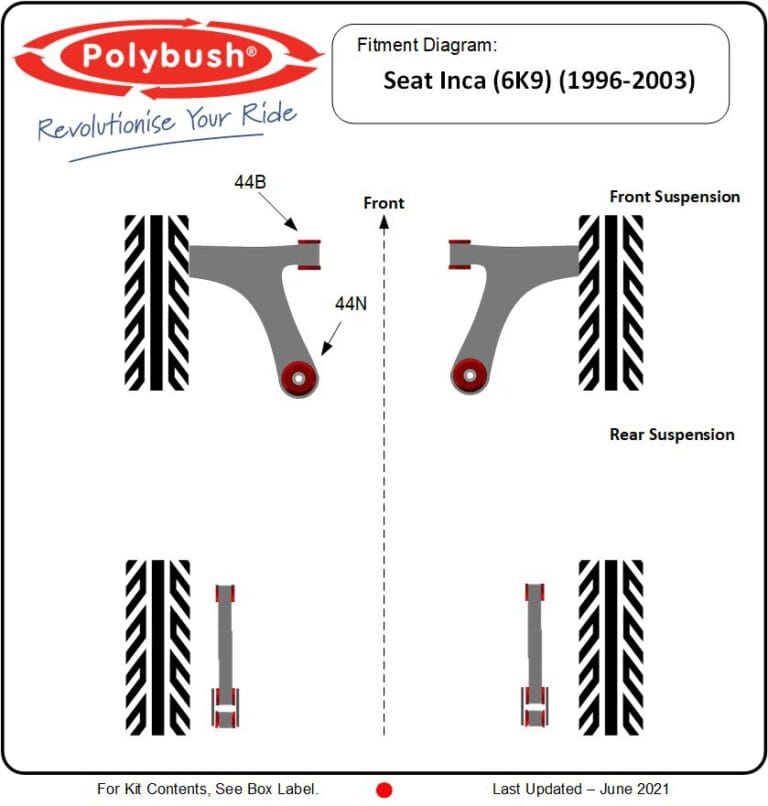 Seat Inca (1996-2003) 6K9 suspension bush diagram