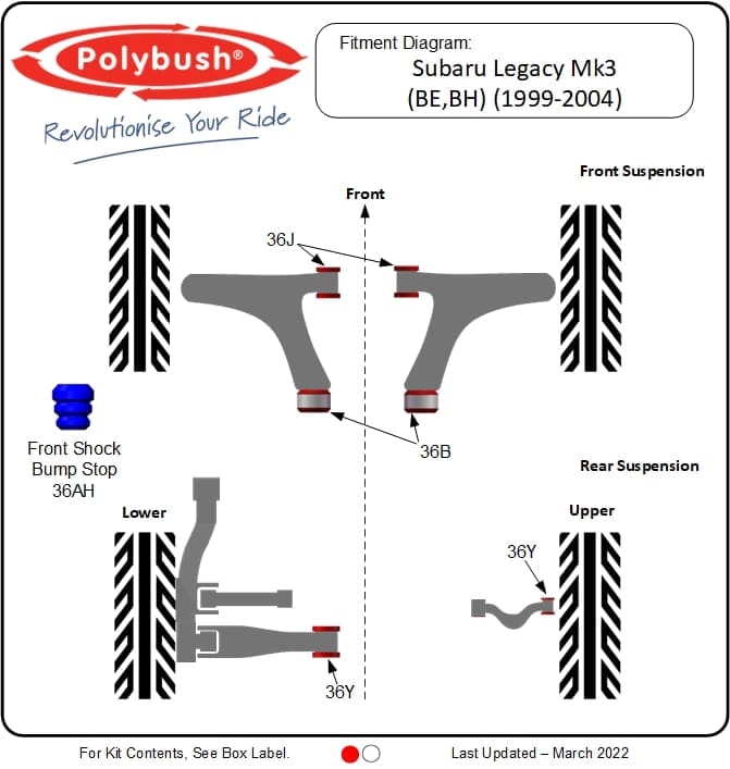 Legacy Mk3 (BE,BH) (1999-2004) suspension bush diagram