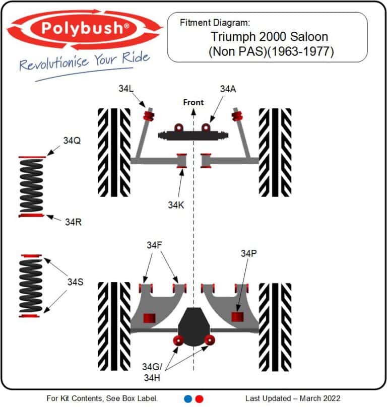 2000 Saloon (Non PAS) (1963-1977) suspension bush diagram