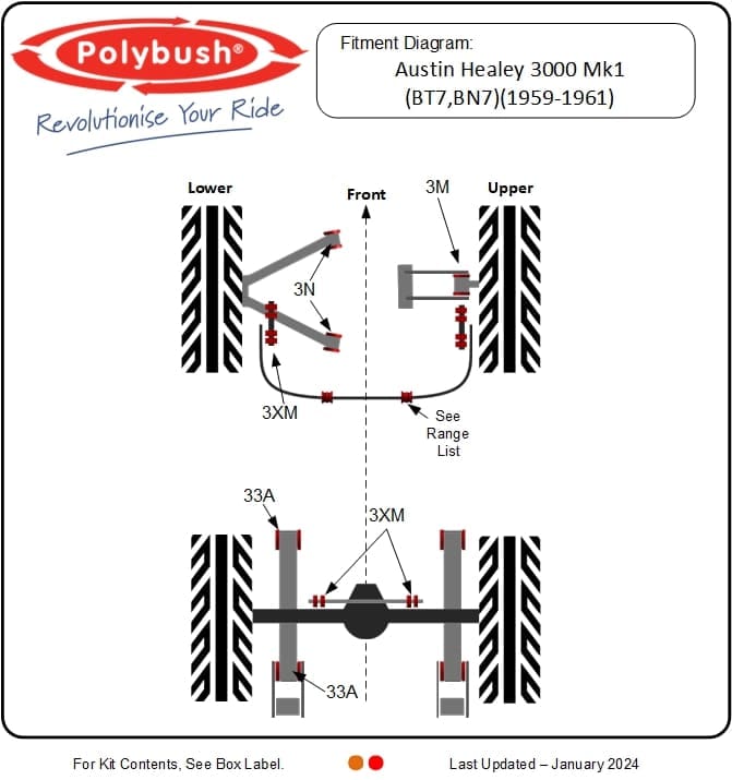 Austin Healey 3000 Mk1 (BT7,BN7) 1959-1961 suspension bush diagram