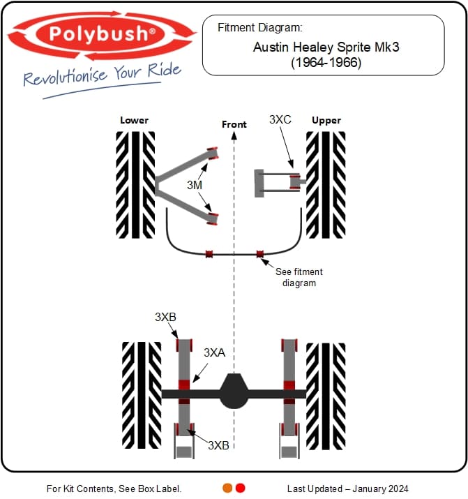 Austin Healey Sprite Mk3 1964-1966 suspension bush diagram