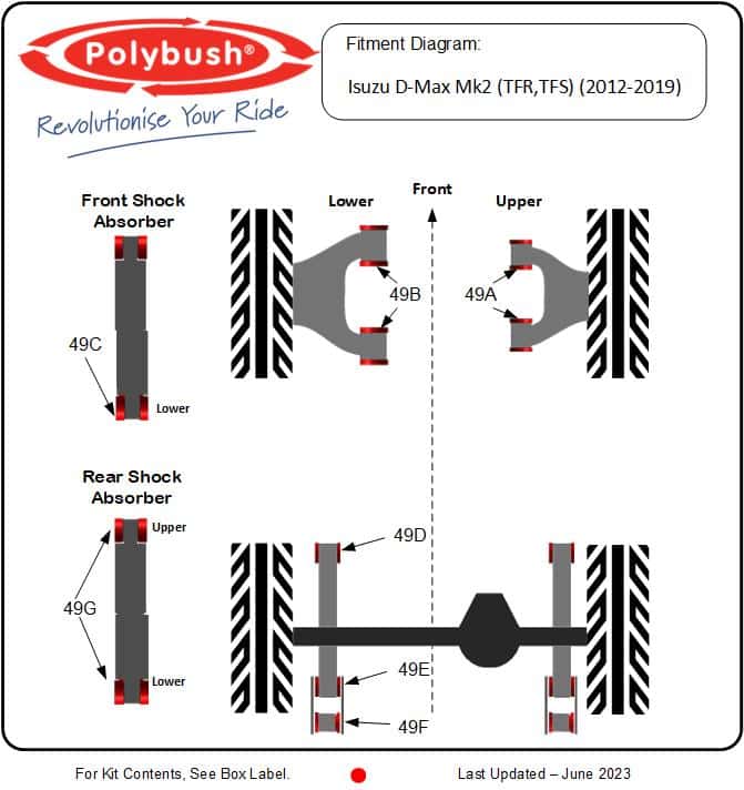 Isuzu D-max Mk2 (TFR,TFS) (2012-2019) suspension bush diagram