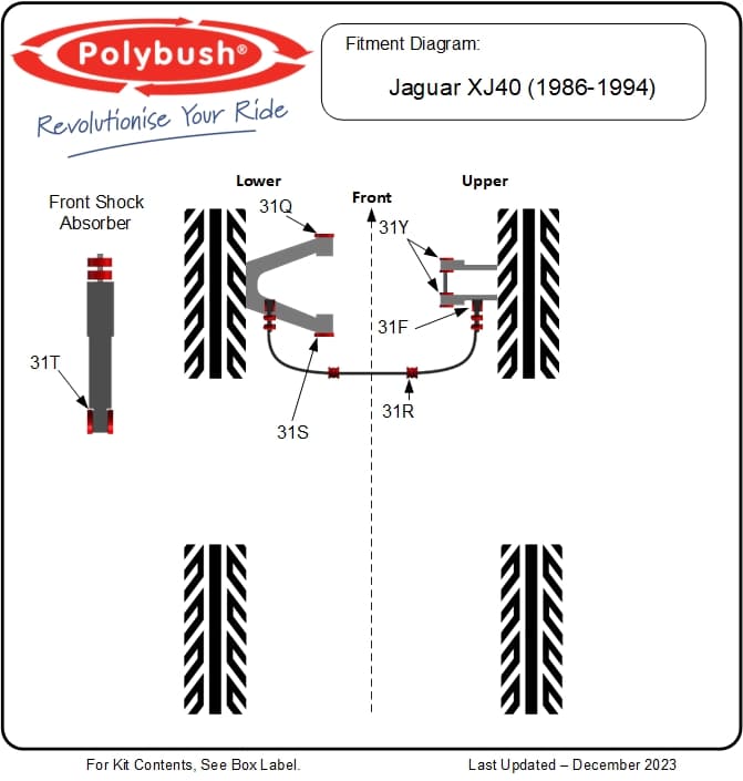 Jaguar XJ40 (1986-1994) suspension bush diagram