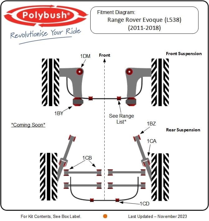 Land Rover Evoque (L538, 2011–2018) suspension bush diagram