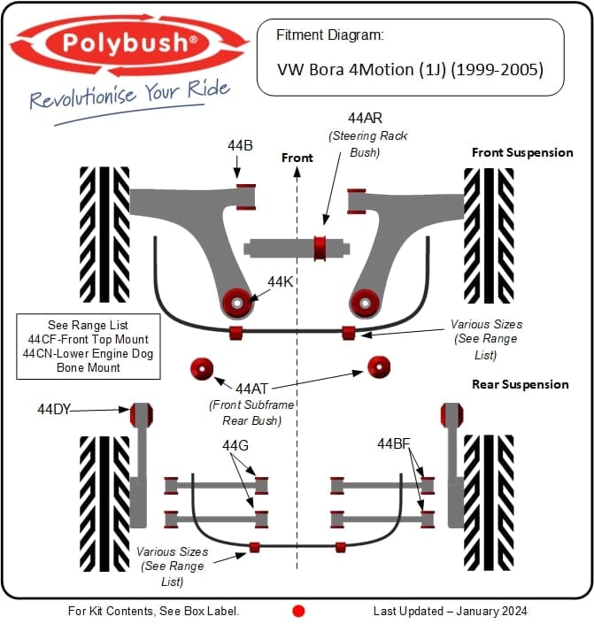 VW Bora 4Motion (1J) 4WD (1999-2005) suspension bush diagram