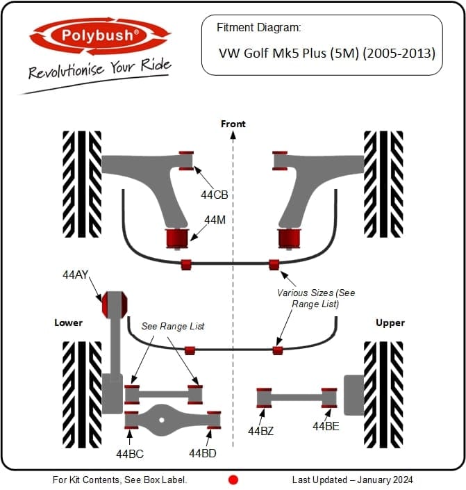 VW Golf Mk5 Plus (5M) (2005-2013) suspension bush diagram