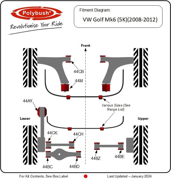 VW Golf Mk6 (5K) (2008-2012) suspension bush diagram