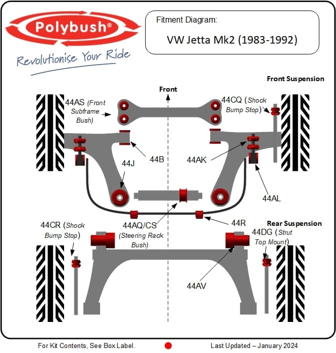 VW Jetta Mk2 (1983-1992) suspension bush diagram