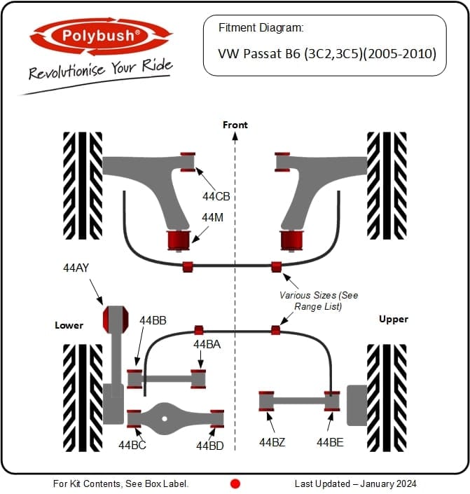 VW Passat B6 (3C2,3C5) (2005-2010) suspension bush diagram