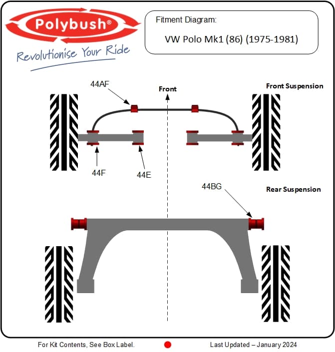 VW Polo Mk1 (86) (1975-1981) suspension bush diagram