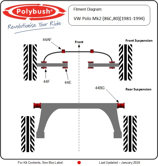 VW Polo Mk2 (86C,80) (1981-1994) suspension bush diagram
