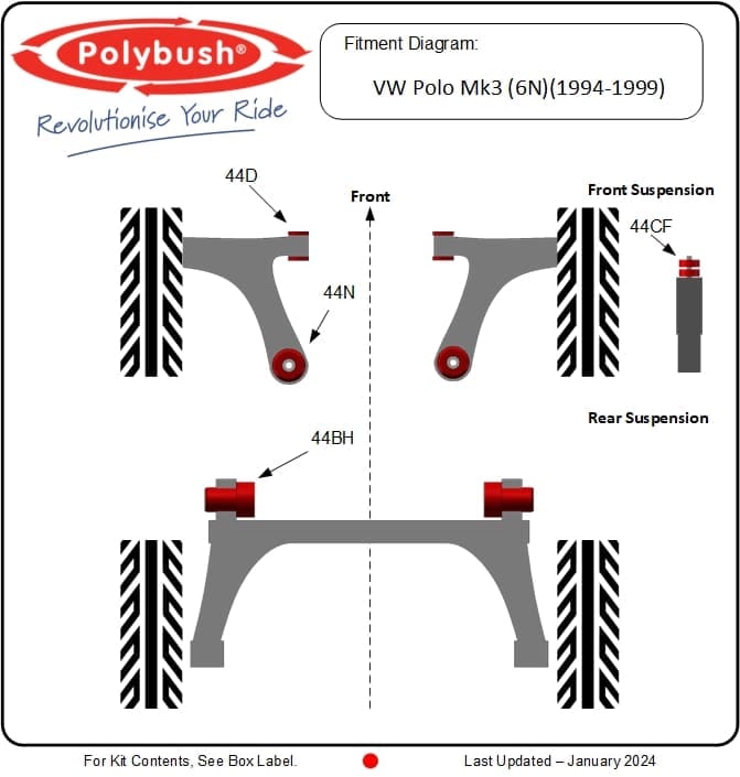 VW Polo Mk3 (6N) (1994-1999) suspension bush diagram