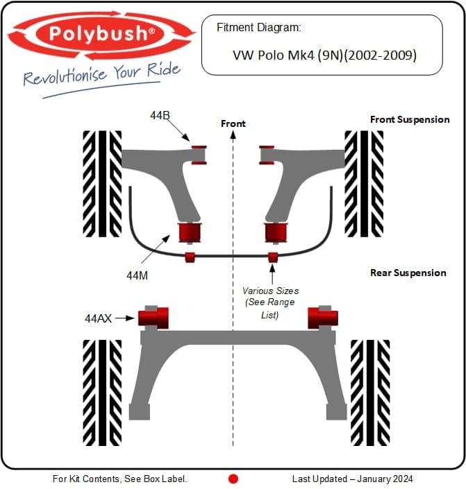 VW Polo Mk4 (9N) (2002-2009) suspension bush diagram