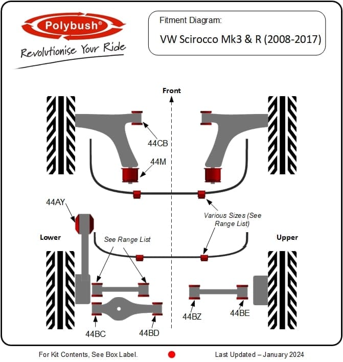 VW Scirocco Mk3 & R (2008-2017) suspension bush diagram