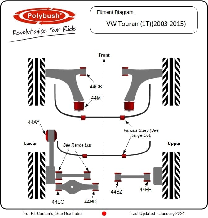 VW Touran (1T) (2003-2015) suspension bush diagram
