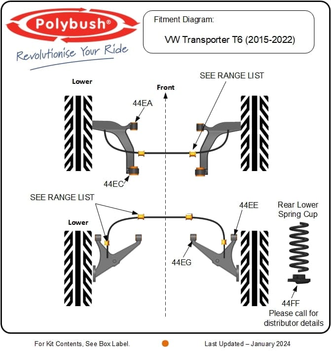 VW Transporter T6 (2015-2022) suspension bush diagram
