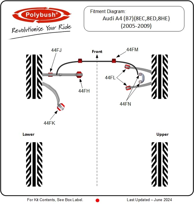 Audi A4 B7 (8EC, 8ED, 8HE) 2005–2009 suspension bush diagram