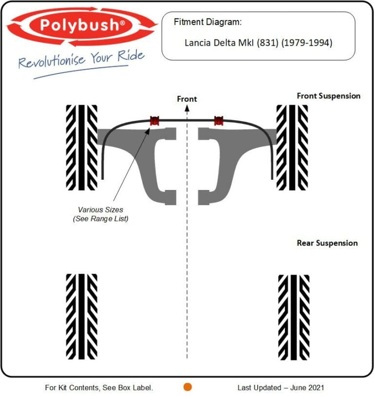 Lancia Delta Mk1 (831) (1979-1994) suspension bush diagram