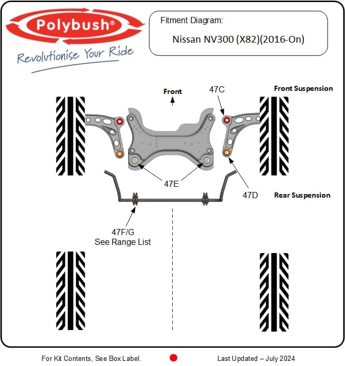 Nissan NV300 (X82) (2016-On) suspension bush diagram