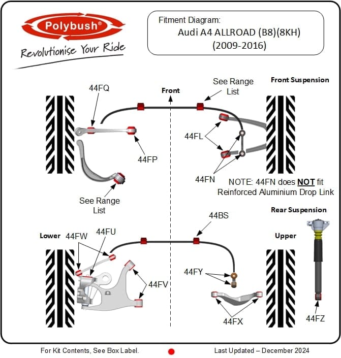 Audi A4 B8 Allroad (8KH) 2009–2016 suspension bush diagram