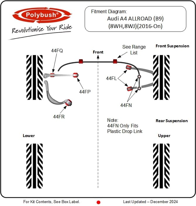 Audi A4 B9 Allroad (8WH, 8WJ) 2016–Present suspension bush diagram