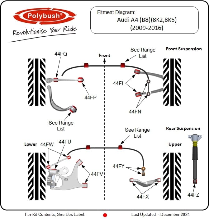 Audi A4 B8 (8K2, 8K5) 2009–2016 suspension bush diagram