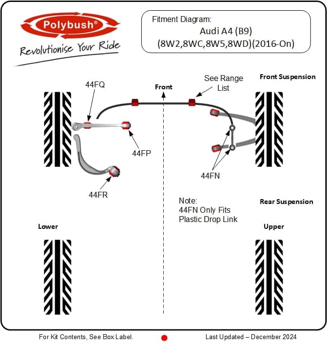 Audi A4 B9 (8W2, 8WC, 8W5, 8WD) 2016–Present suspension bush diagram