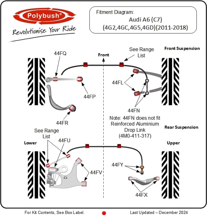Audi A6 C7 (4G2, 4GC, 4G5, 4GD) 2011–2018 suspension bush diagram