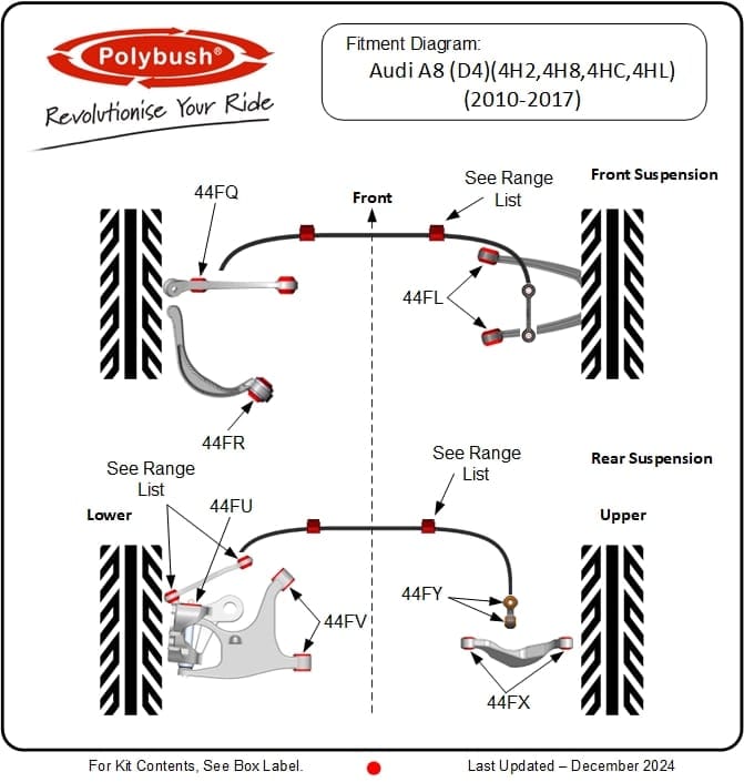Audi A8 D4 (4H2, 4H8, 4HC, 4HL) 2010–2017 suspension bush diagram