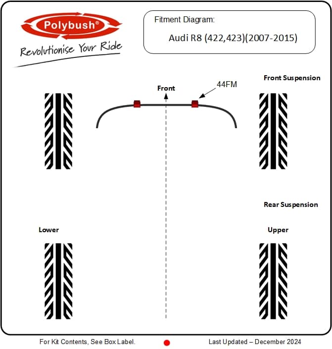 Audi R8 (422, 423) 2007–2015 suspension bush diagram