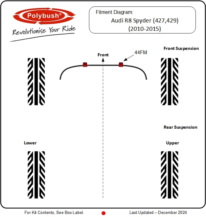 Audi R8 Spyder (427, 429) 2010-2015 suspension bush diagram