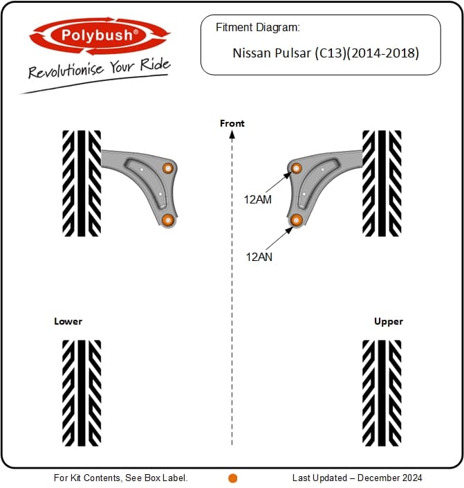 Nissan Pulsar (C13) (2014-2018) suspension bush diagram